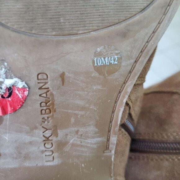 Lucky Brand Faydren Brown Suede Booties Size 10M - Picture 9 of 9